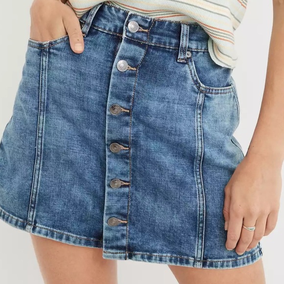aerie Dresses & Skirts - Aerie American Eagle Button-Down Denim Skirt